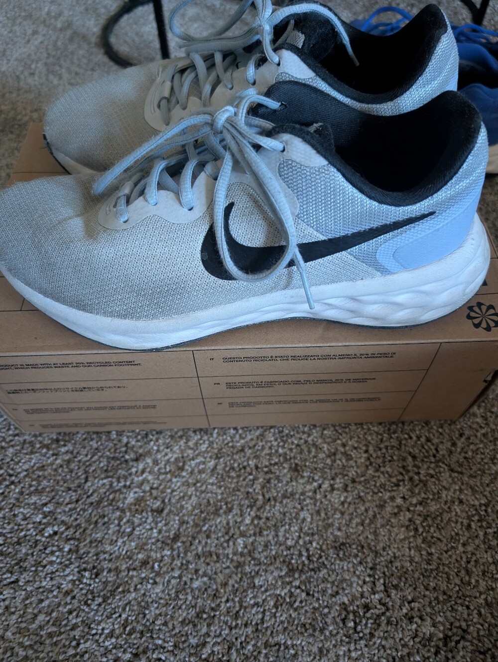 Nike Boys Blue/Gray Revolution Sneakers SZ 8.5 wide